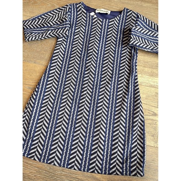 NEW Les Tout Petits Girls Navy Blue Print Dress Sz 7 - Picture 3 of 6